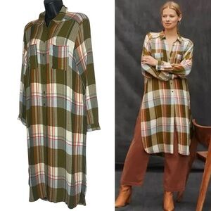 Anthropologie Pilcro Side-Slit Maxi Tunic Buttondown